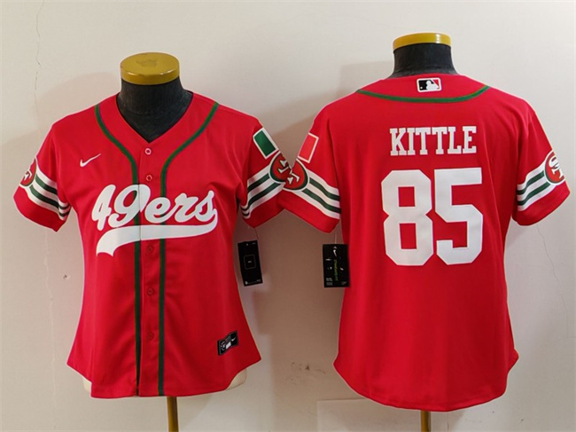 Youth San Francisco 49ers #85 George Kittle Red Mexico With Patch Cool Base Stitched Baseball Jersey