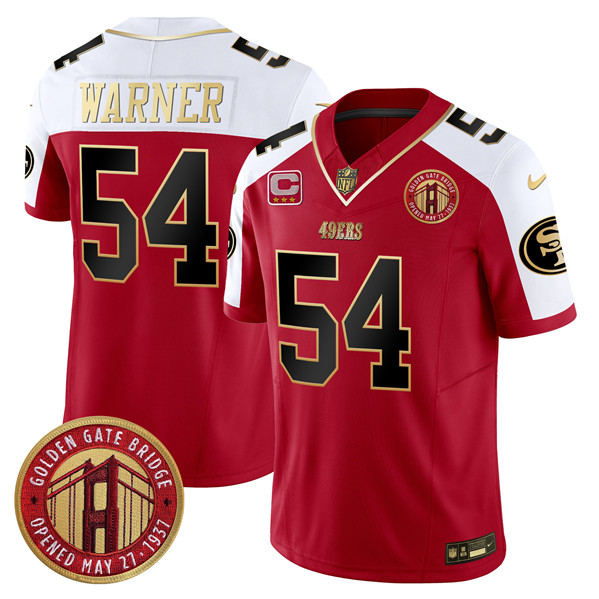 Men's San Francisco 49ers #54 Fred Warner Red F.U.S.E. Golden Gate Bridge With 3-Star C Patch Alternate Vapor Limited Stitched Football Jersey