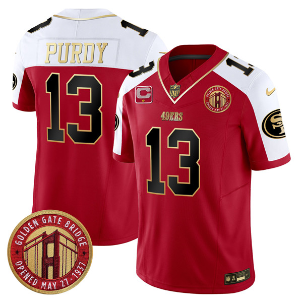 Men's San Francisco 49ers #13 Brock Purdy Red F.U.S.E. Golden Gate Bridge With 1-Star C Patch Alternate Vapor Limited Stitched Football Jersey