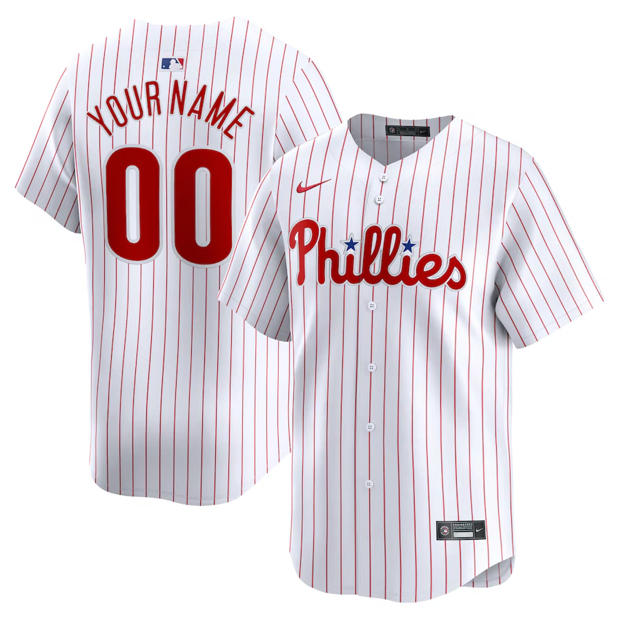 Youth Philadelphia Phillies Custom Nike White Home Limited Jersey