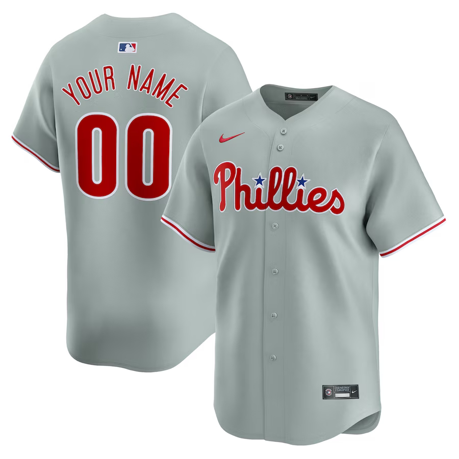 Men's Philadelphia Phillies Custom Nike Gray Away Limited Jersey