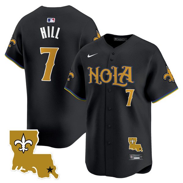 Men's New Orleans Saints #7 Taysom Hill Black Cool Base Stitched Baseball Jersey