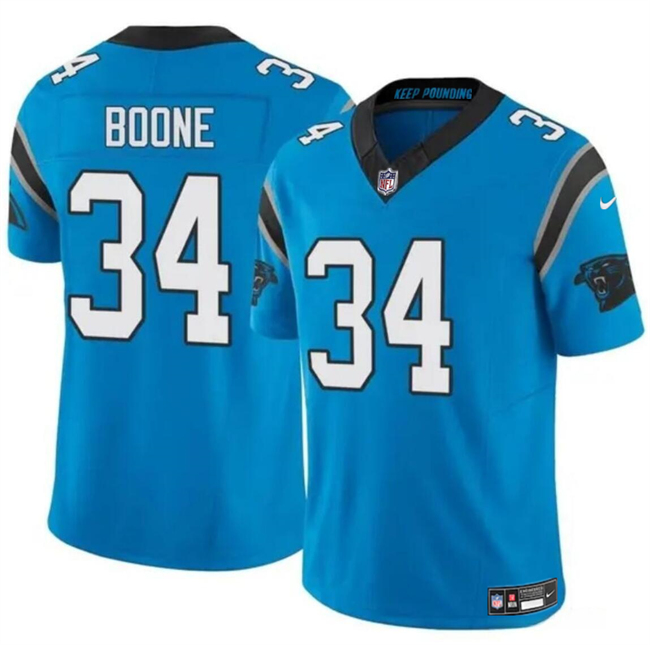 Men's Carolina Panthers #34 Mike Boone Blue 2024 F.U.S.E. Vapor Limited Stitched Football Jersey