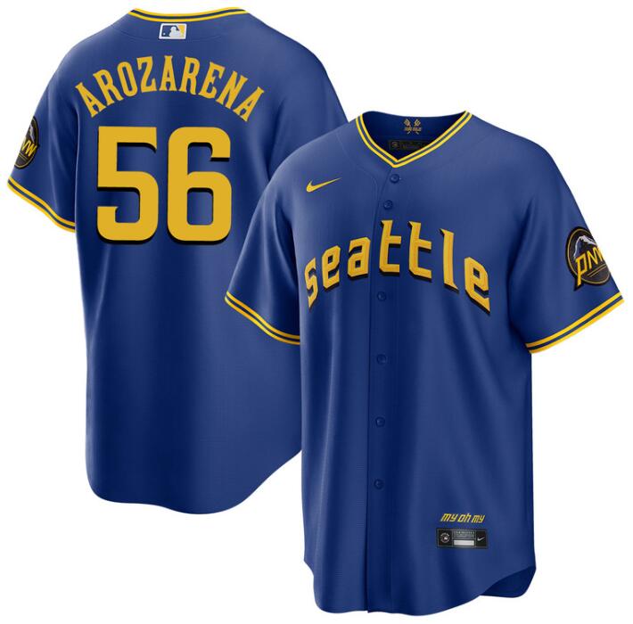 Men's Seattle Mariners #56 Randy Arozarena Royal City Connect Cool Base Stitched Baseball Jersey