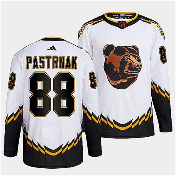 Youth Boston Bruins #88 David Pastrnak White 2022-23 Reverse Retro Stitched Jersey