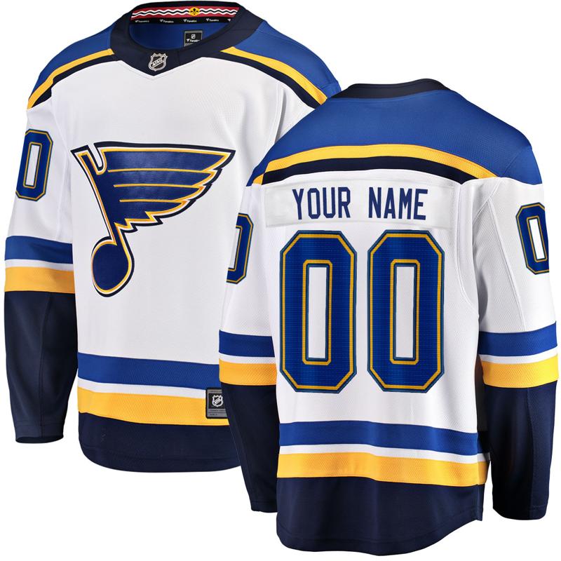 Men's St. Louis Blues Personalized Away White Breakaway Jersey by Fanatics