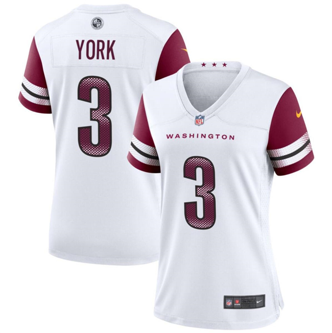 Women's Washington Commanders #3 Cade York White Stitched Jersey(Run Small)