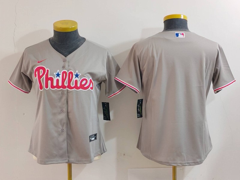 Youth Philadelphia Phillies Blank Grey Cool Base Stitched Baseball Jersey