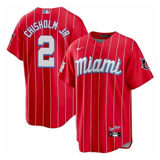 Youth Miami Marlins #2 Jazz Chisholm Jr. 2021 Red City Connect Stitched Baseball Jersey