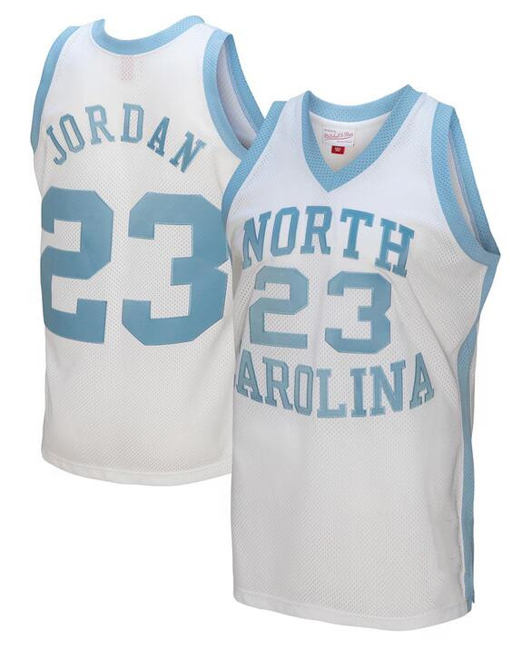 Men's North Carolina Tar Heels #23 Michael Jordan White 1983-84 Throwback Stitched Jersey