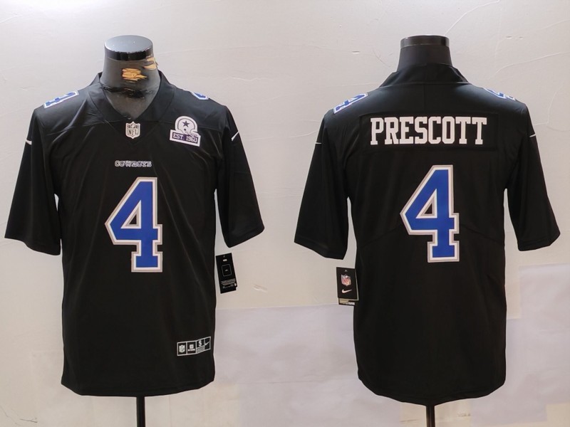 Men's Dallas Cowboys #4 Dak Prescott Black Throwback With 1960 Patch Vapor Untouchable Limited Stitched Football Jersey