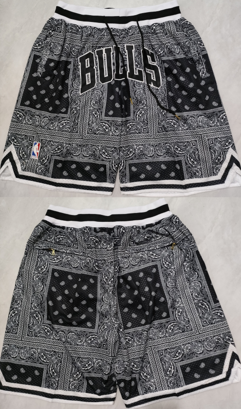 Men's Chicago Bulls Black Grey Shorts (Run Small)