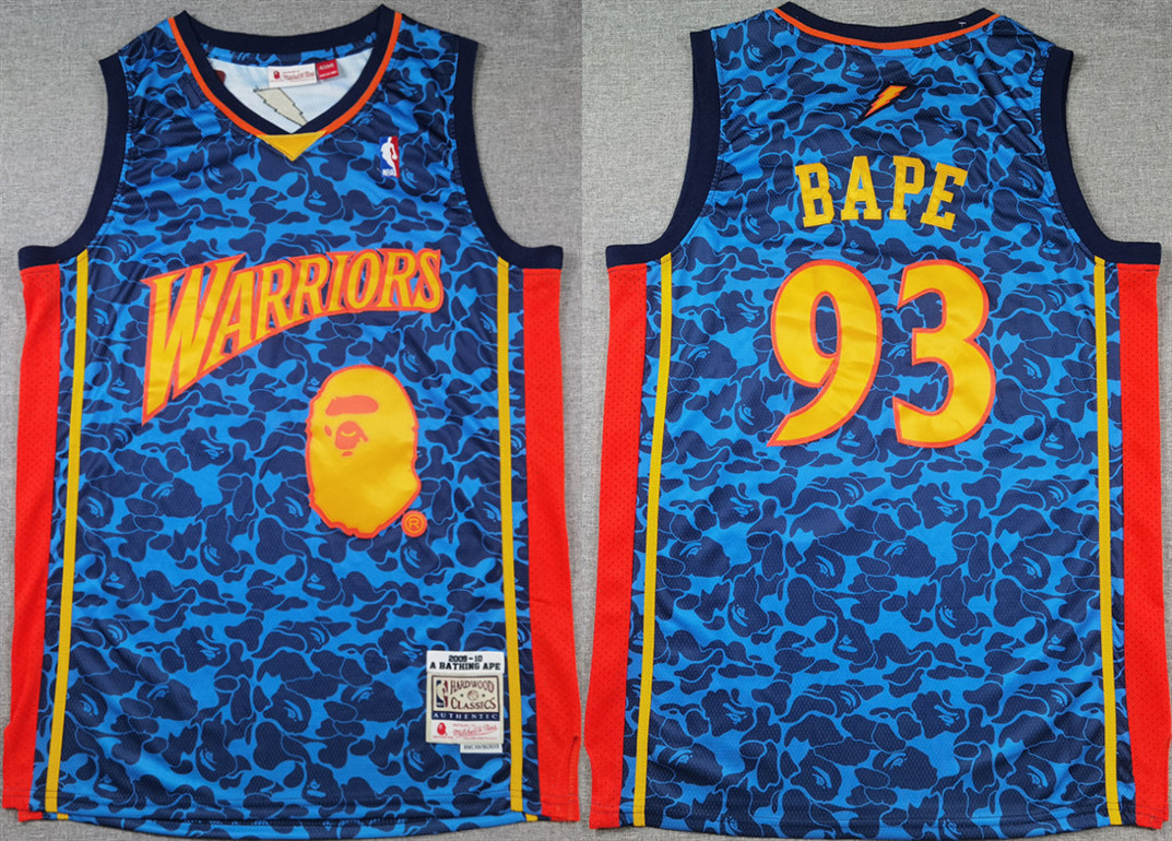 Men's Golden State Warriors #93 Bape Royal Throwback Stitched Jersey