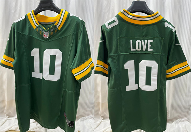 Men's Green Bay Packers #10 Jordan Love Green 2023 F.U.S.E. Limited Stitched Football Jersey