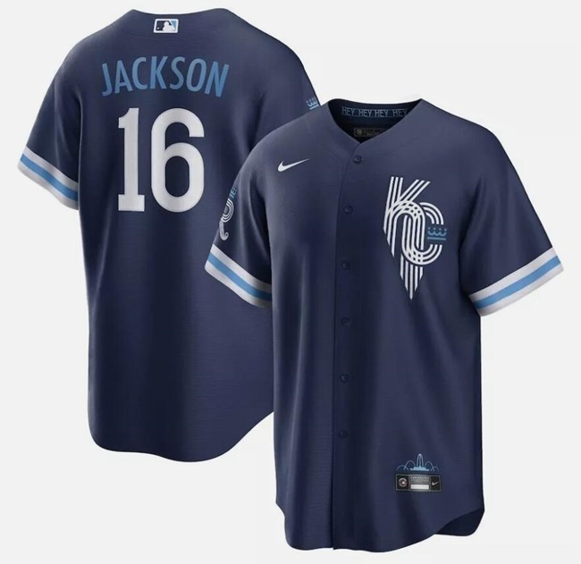 Men's Kansas City Royals #16 Bo Jackson Navy City Connect Cool Base Stitched Baseball Jersey