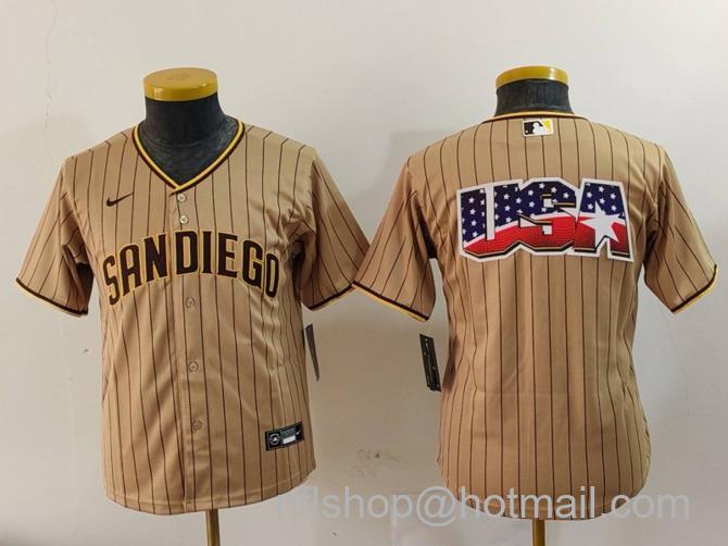 Youth San Diego Padres Tan Team Big Logo Stitched Baseball Jersey