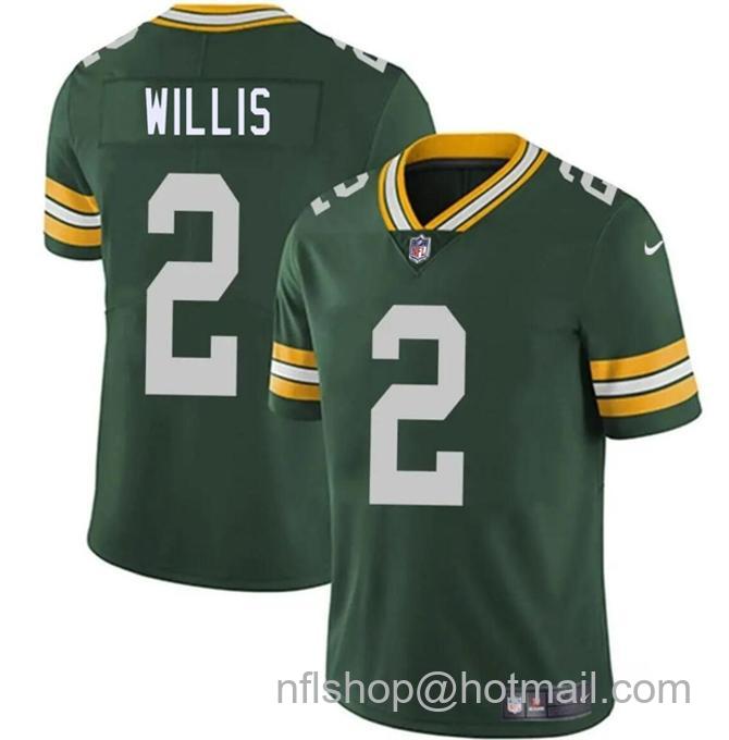 Youth Green Bay Packers #2 Malik Willis Green Vapor Limited Stitched Football Jersey