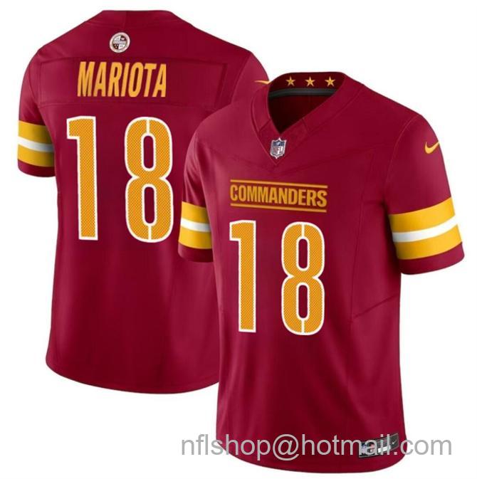 Men's Washington Commanders #18 Marcus Mariota Burgundy 2024 F.U.S.E Vapor Limited Stitched Football Jersey