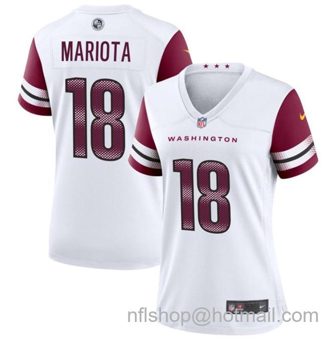 Women's Washington Commanders #18 Marcus Mariota White Stitched Jersey(Run Small)