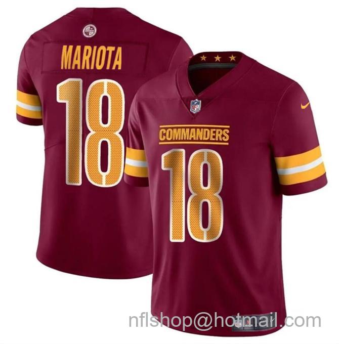 Youth Washington Commanders #18 Marcus Mariota Burgundy 2024 Vapor Limited Stitched Football Jersey