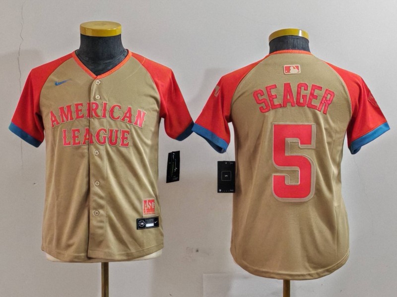 Youth Texas Rangers #5 Corey Seager Cream 2024 All Star Limited Stitched Jersey