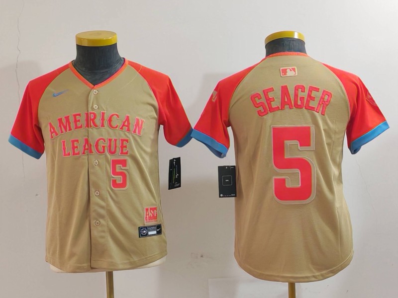 Youth Texas Rangers #5 Corey Seager Number Cream 2024 All Star Limited Stitched Jersey