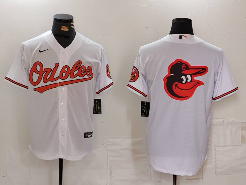 Men's Baltimore Orioles Big Logo White 2024 Home Limited Cool Base Stitched Baseball Jersey