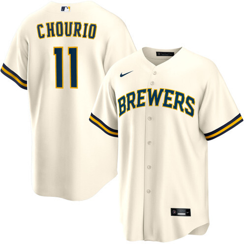 Men's Milwaukee Brewers #11 Jackson Chourio Alternate Ivory Stitched Baseball Jersey