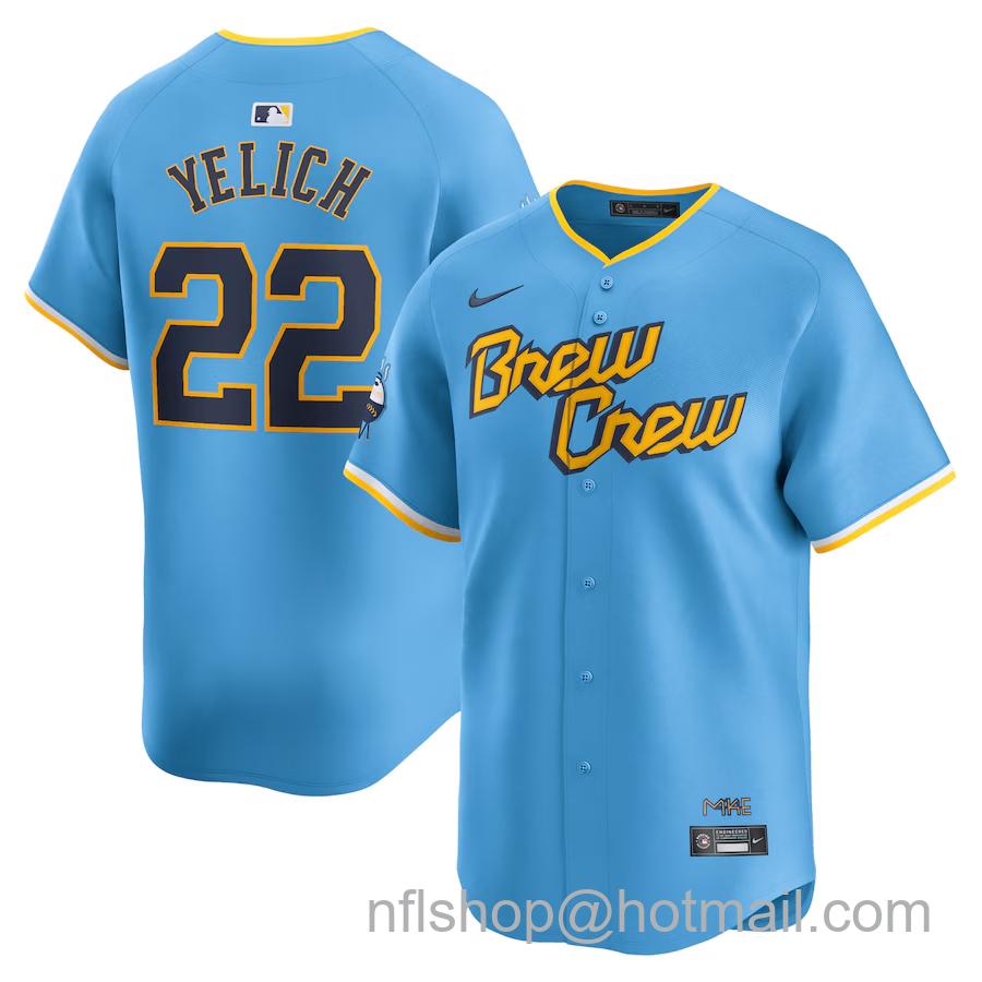 Men's Milwaukee Brewers Christian Yelich Nike Powder Blue City Connect Limited Player Jersey