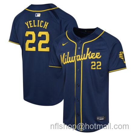 Youth Milwaukee Brewers Christian Yelich Nike Navy Alternate Limited Player Jersey