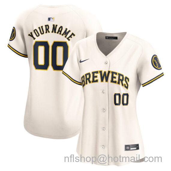 Custom Women's Milwaukee Brewers Nike Cream Home Limited Jersey