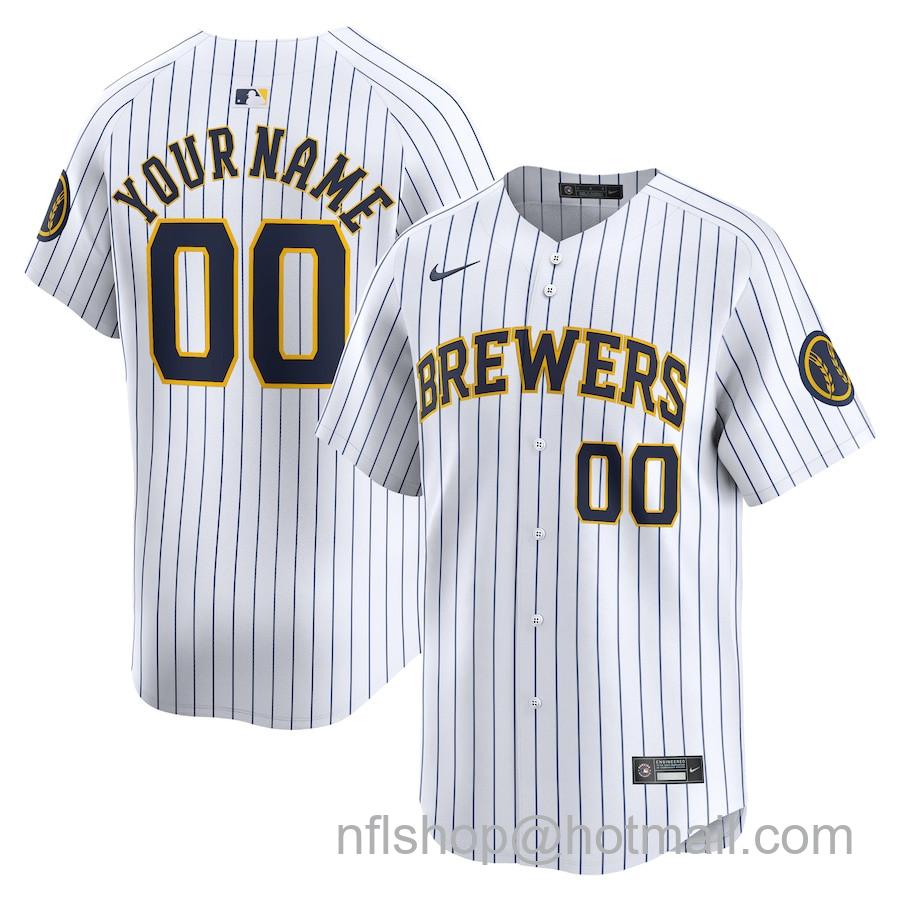 Custom Men's Milwaukee Brewers White Alternate Nike Limited Jersey