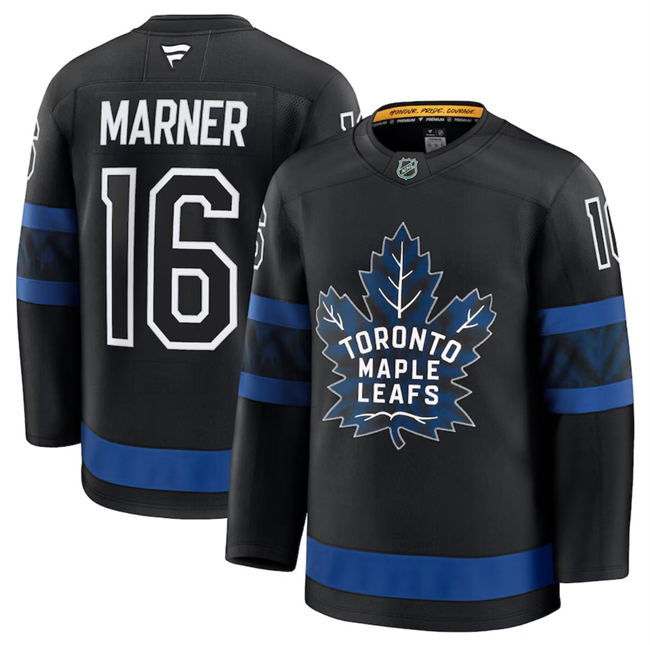 Men's Toronto Maple Leafs #16 Mitchell Marner Black 2024-25 Stitched Hockey Jersey