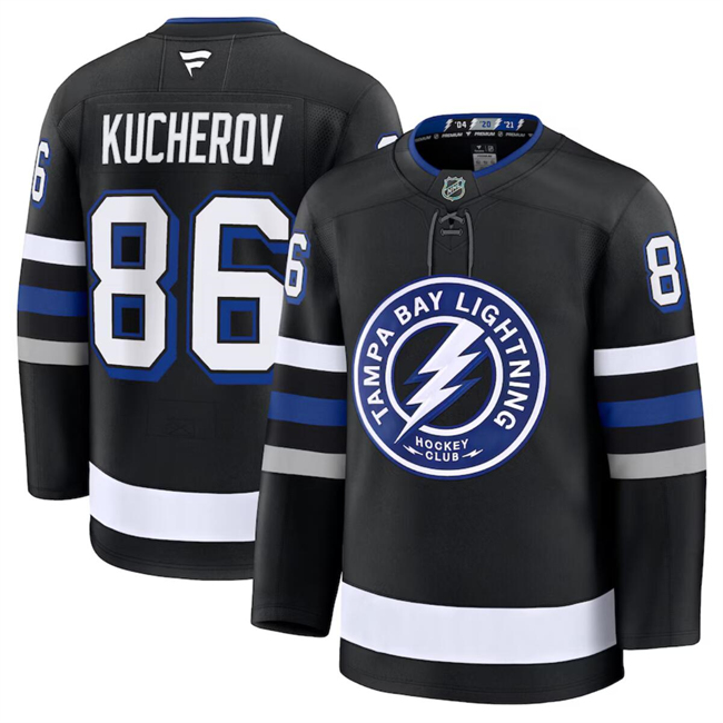 Men's Tampa Bay Lightning #86 Nikita Kucherov Black 2024-25 Stitched Hockey Jersey