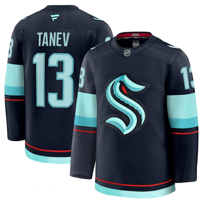 Men's Seattle Kraken #13 Brandon Tanev Navy 2024-25 Stitched Hockey Jersey