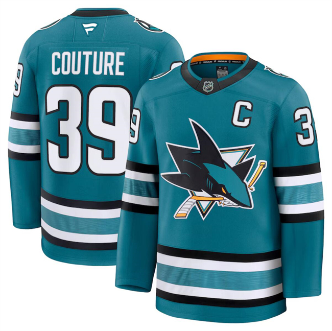 Men's San Jose Sharks #39 Logan Couture Teal 2024-25 Stitched Hockey Jersey