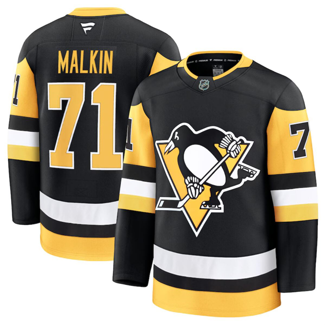 Men's Pittsburgh Penguins #71 Evgeni Malkin Black 2024-25 Stitched Hockey Jersey