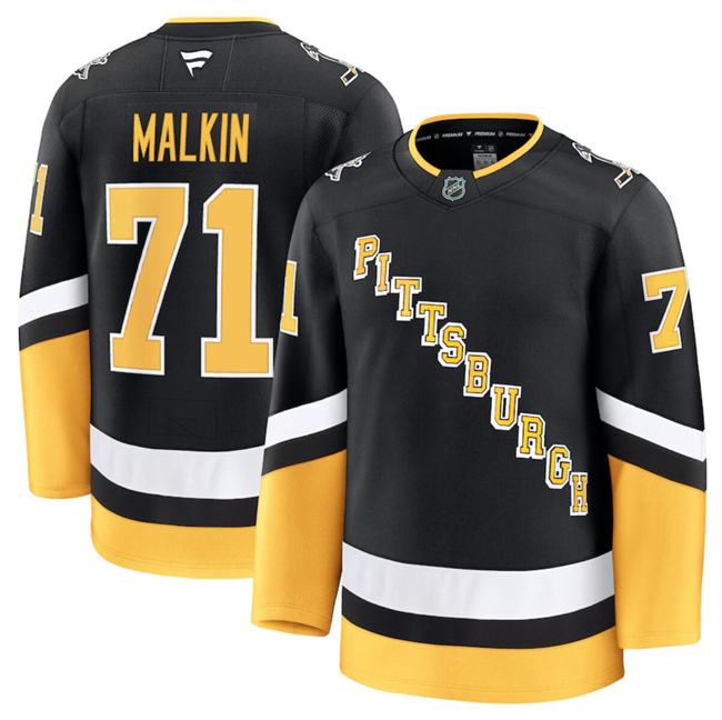 Men's Pittsburgh Penguins #71 Evgeni Malkin Black 2024-25 Stitched Hockey Jerseys