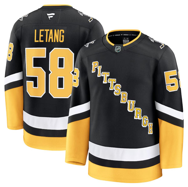 Men's Pittsburgh Penguins #58 Kris Letang Black 2024-25 Stitched Hockey Jersey