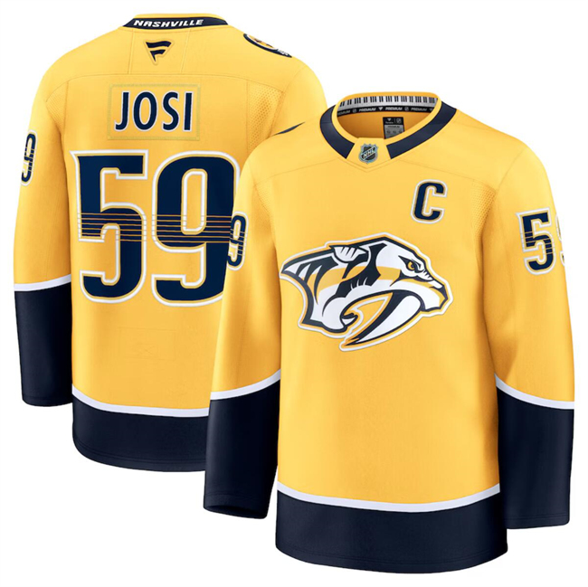 Men's Nashville Predators #59 Roman Josi Gold 2024-25 Stitched Hockey Jersey