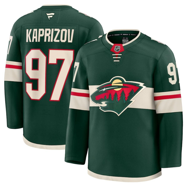 Men's Minnesota Wild #97 Kirill Kaprizov Green 2024-25 Stitched Hockey Jersey