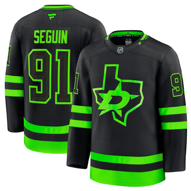 Men's Dallas Stars #91 Tyler Seguin Black 2024-25 Stitched Hockey Jersey