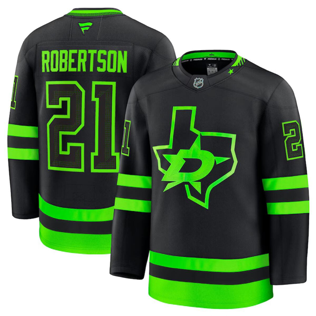 Men's Dallas Stars #21 Jason Robertson Black 2024-25 Stitched Hockey Jersey