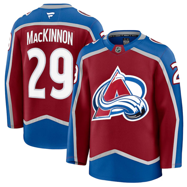 Men's Colorado Avalanche #29 Nathan MacKinnon Burgundy 2024-25 Home Stitched Jersey