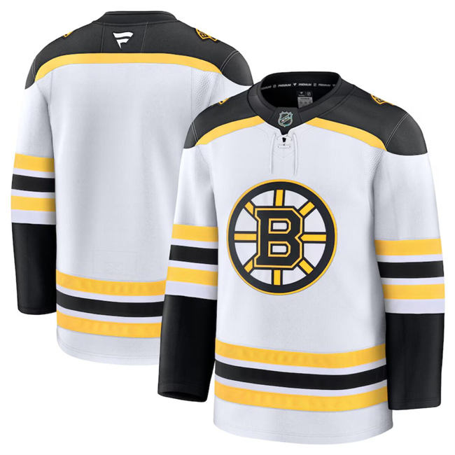 Men's Boston Bruins Blank White 2024-25 Away Stitched Hockey Jersey