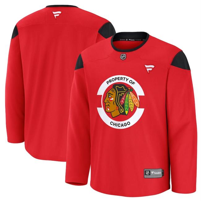 Men's Chicago Blackhawks Red 2024-25 Team Practice Stitched Hockey Jersey