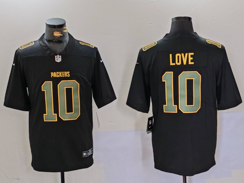 Men's Green Bay Packers #10 Jordan Love Black Fashion Vapor Limited Stitched Football Jersey