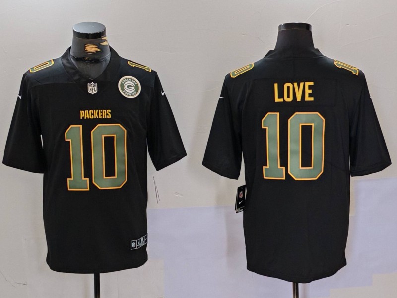 Men's Green Bay Packers #10 Jordan Love Black Fashion Vapor Limited Stitched Football Jerseys