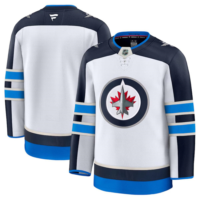 Men's Winnipeg Jets Blank White 2024-25 Away Stitched Hockey Jersey