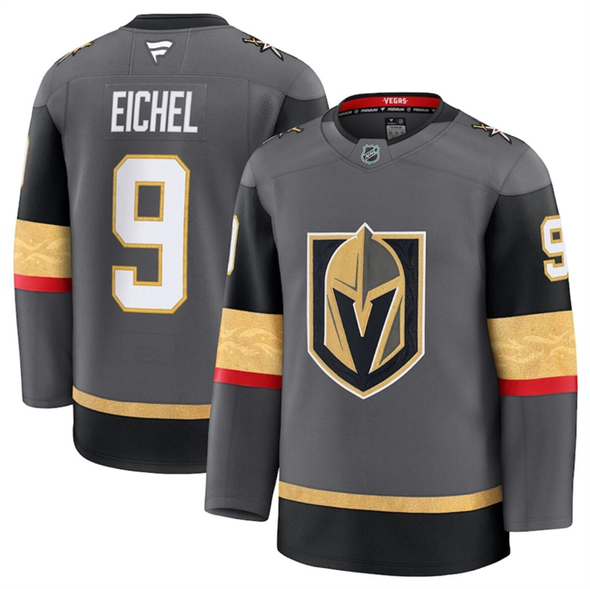 Men's Vegas Golden Knights Grey #9 Jack Eichel 2024-25 Alternate Stitched Hockey Jersey